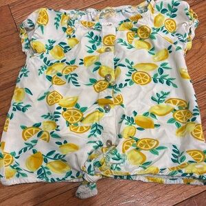 Wonder Nation Lemons cute size small girls blouse that fully buttons and ties